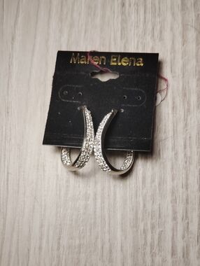 Sparkling Silver Pavé Hoop Earrings by